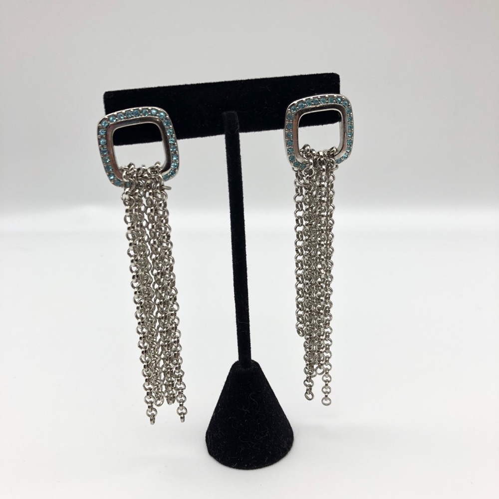 Baby Blue Rhinestone Dangle Earrings